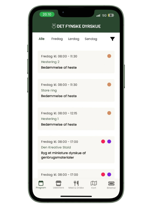 Uptime har udviklet app til det fynske dyrskue hvor man kan se programmet for dagen, udstillere, kort over pladsen og billetter.